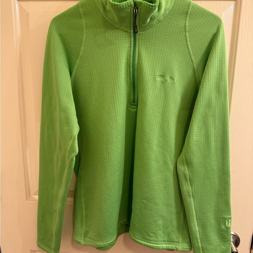 Patagonia R1 Sweater Womens Large Green Lightweight Grid Fleece Long Sleeve